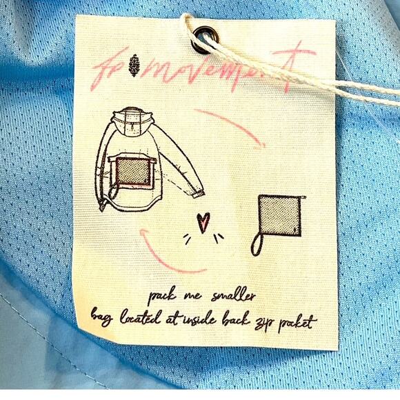 Free People Movement Singin’ in the Rain Packable Rain Jacket Blue White Large - Picture 10 of 13